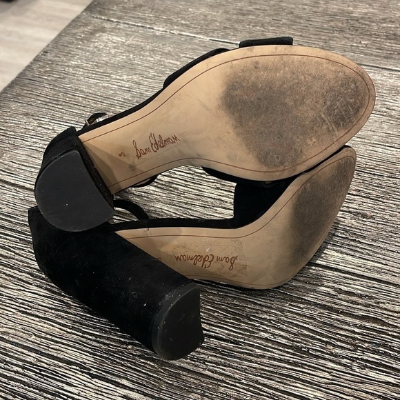 Sam Edelman Women's Yancy Ankle Strap Block Heel Suede Sandals Black Size 8 - Picture 8 of 8